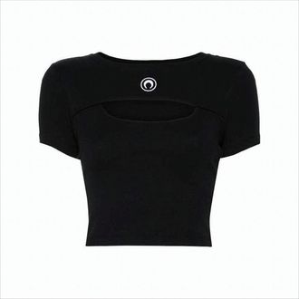 Marine Serre Fitted Crop Top With Unique Cut-Out Detail