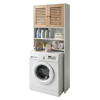 Relaxdays Relaxdays Mueble Sobre Lavadora, 4 Compartimentos, Para Lavadora/secadora/inodoro, 185.5 X 65 X 24 Cm, Blanco