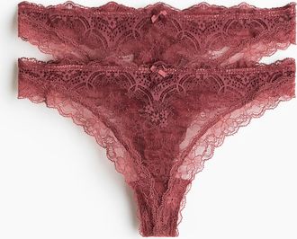 H&M 2er-Pack Tangas aus Spitze - Dunkelrot
