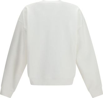 Dsquared2 Mens Cotton Crew Neck Sweatshirt With Logo Print White Sweatshirts Sweater