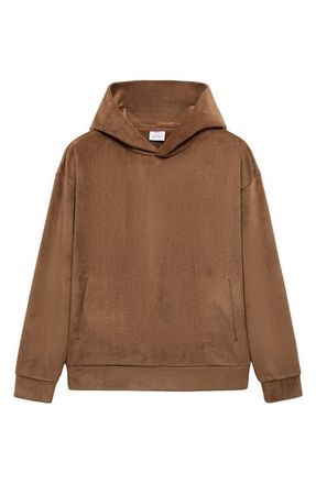 Mango Corduroy Pullover Hoodie in Tobacco Brown at Nordstrom, Size X-Large