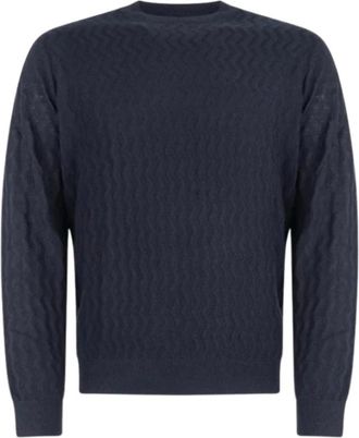 A|X Armani Exchange Trui met ronde hals - Heren - Ronde hals truien - Blauw - L - Wol - Truien & Vesten