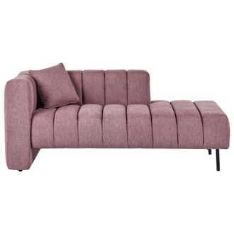 Beliani Beliani - Chaise Longue De Tela Estilo Moderno Con Patas Negras Y Coj&iacute;n Adicional Rosa Izquierdo Lannils
