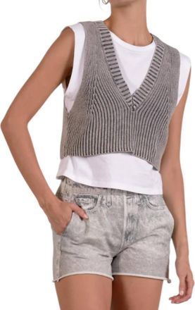 Elan Twofer Yalor Sweater Vest In Grey Wash