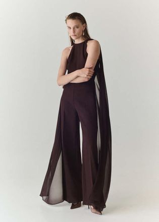 Mango Tuta mantella spacchi cioccolato - Donna - XS - MANGO