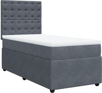 vidaXL Cama Box Spring Con Colch&oacute;n Terciopelo Gris Oscuro 100x200 Cm Vidaxl