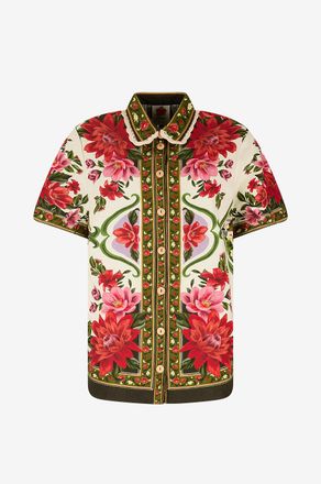 Farm Rio Kurzärmeliges Hemd aus Blumendruck-Stoff