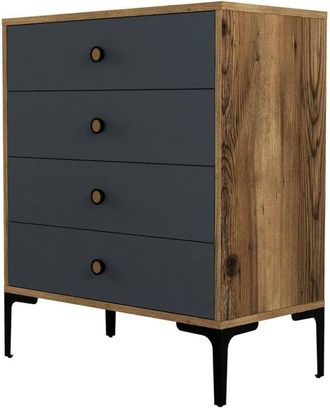 Dmora Cajonera Daceitun, C&oacute;moda Multiusos, C&oacute;moda De Dormitorio, Gabinete Con Cajones, 76x40h91 Cm, Nogal Y Antracita - Dmora