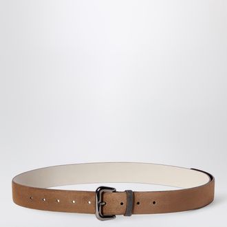 Brunello Cucinelli Caramel suede belt with jewel detail
