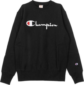 Champion Zwarte Crewneck Sweatshirt met Groot Logo - Heren - Sweatshirts - Zwart - L - Hoodies & sweatvesten