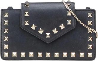 Valentino Pre-owned Cross Body Bags, female, Black, Size: ONE SIZE Pre-owned Leather Shoulder Bag