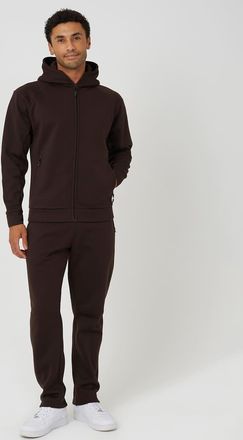 Brave Soul coordinato con felpa con cappuccio con zip e jogger color cioccolato-Marrone