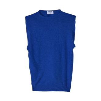 Moschino Sleeveless Knitwear, female, Blue, Size: M Top Pullover