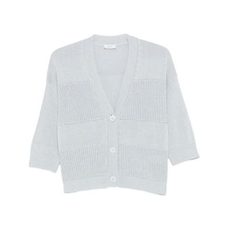 PESERICO Peserico, Cardigans, female, Blue, Size: S Button Ribbed Cardigan