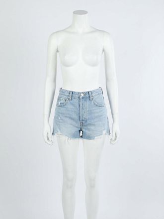 Z Supply Classic High Rise Denim Shorts In Bleached Indigo