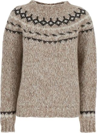 P.A.R.O.S.H. P.a.r.o.s.h., Truien & Vesten, Dames, Beige, M, Wol, Trui met Ronde Hals