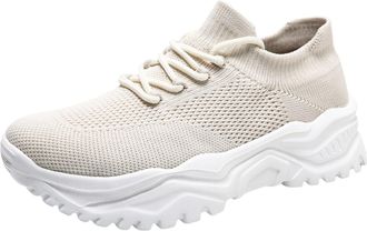 Generic Chunky Trainers for Women Womens Mesh Comfortable Breathable Walking Shoes Wide Fit Non Slip Workout Shoe Fashion Sport Shoe Casual Work Footwear Ligh