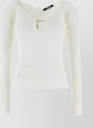 Jacquemus pralù v-neck ribbed stretch top