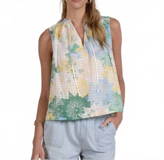 Elan Freida Printed Top In Green