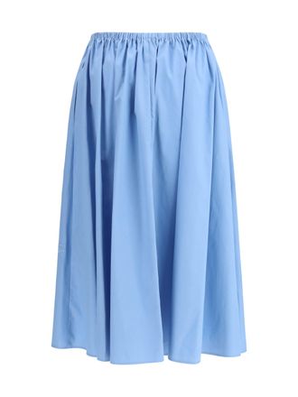 Marni Womens Poplin Drawstring Skirt Sky Cotton