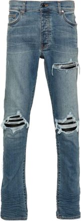 Amiri MX1 distressed-effect skinny jeans - men - Cotton/Elastane/Elastomultiester/Calf Leather - 34 - Blue