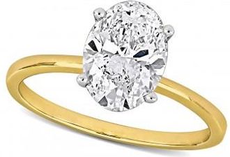 Allurez Oval Cut Lab Grown Diamond Solitaire Ring 14K Yellow Gold (2.00ct)
