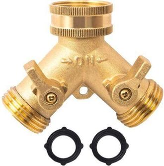 OEM Grifo Doble Para Lavadora, Conector En Y De 2 V&iacute;as De 3/4 Para Manguera De Jard&iacute;n Con V&aacute;lvulas De Encendido/apagado Independientes Para Conectar 2 Ele