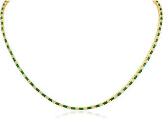 Kenneth Jay Lane Round & Baguette Cut Tennis Necklace in Green/Gold at Nordstrom Rack