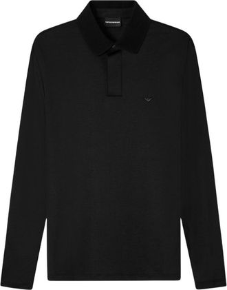 Emporio Armani Black Cotton Logo Polo