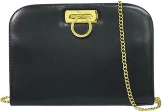 Ferragamo Pre-owned Cross Body Bags, female, Black, Size: ONE SIZE Pre-owned Leather Shoulder Bag