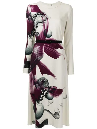 Ports 1961 floral-print midi-dress - women - Viscose/Elastane - 38 - White