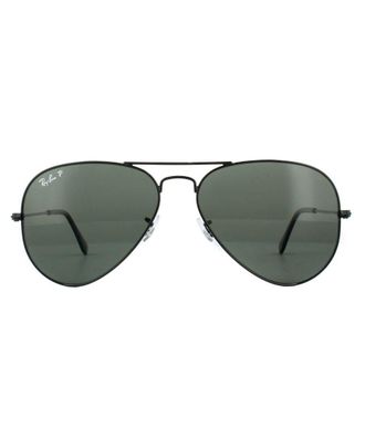 Ray-Ban Mens Sunglasses Aviator 3025 Black Green Polarized 002/58 62mm Metal - One Size