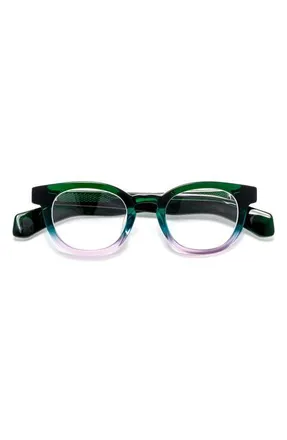 Eyebobs Total Wit 45mm Round Reading Glasses in Emerald /Rose Quartz Fade at Nordstrom, Size +2.00