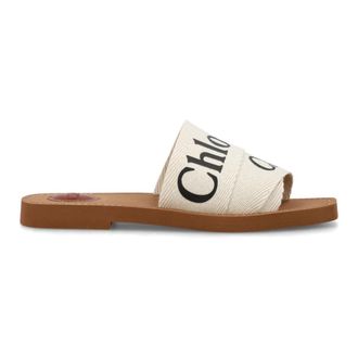 Chlo&eacute; Sliders, female, White, 5 UK, Woody Open-Toe Sandals