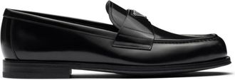Prada triangle-logo brushed-leather loafers - men - Leather/Leather/Leather/Rubber - 6 - Black