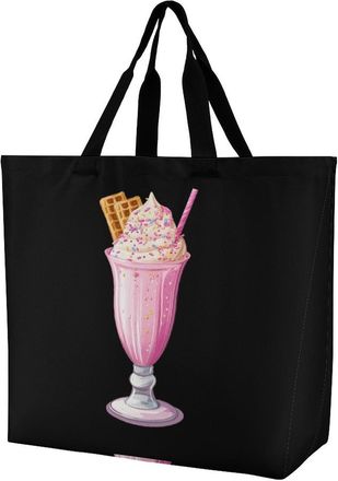 Generic Waffles Reusable Shopping Bags One Shoulder Grocery Tote Bag Waterproof Big Purse for Work Travel