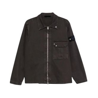 Stone Island Jassen, Heren, Bruin, S, Katoen, Overshirt