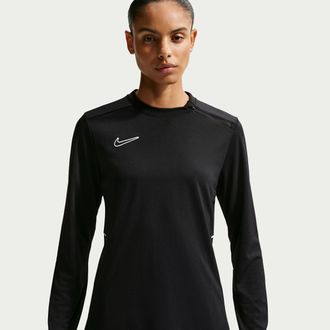 Nike Womens Academy Dri-FIT Crew-Neck Long-Sleeve Soccer Top in Black | HM0744-010