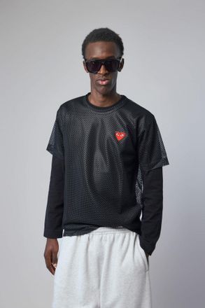 Comme Des Gar&ccedil;ons T-shirt Mesh Red Emblem