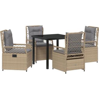 vidaXL Conjunto De Comedor De Jard&iacute;n 5 Pcs Beige Rat&aacute;n Sint&eacute;tico Vidaxl