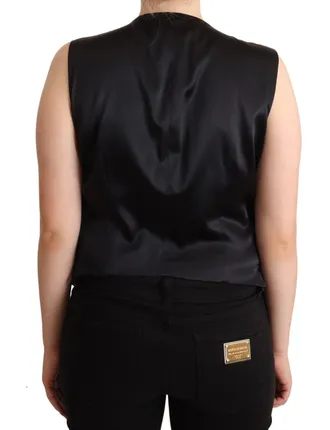 Dolce & Gabbana Button-Front Cotton Silk Vest - Black