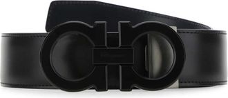 Ferragamo Black Tonal Buckle Belt