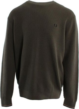 Fred Perry Rondgebreide trui - Heren - Ronde hals truien - Groen - XL - Katoen - Truien & Vesten