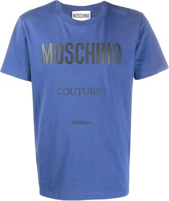 Moschino Heren Couture Milano T-Shirt (Blauw)