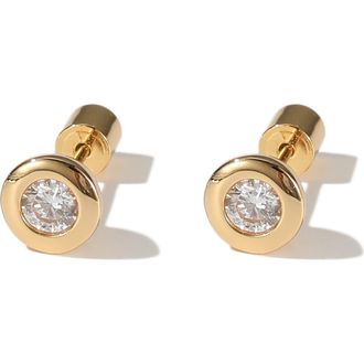Classicharms Aurora Bezel Set Solitaire Stud Earrings in Gold/clear at Nordstrom