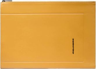 Piquadro Tassen, Heren, Geel, ONE Size, Leather i Pad clutch with pocket for Air Pods, Rfid and shock-absorbing protection