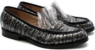 Midnight 00 Black Tulle & PVC Polka Dot Antoinette Loafers Size 40