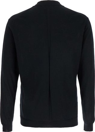 low brand Mens Black Crew Neck Pullover Virgin Wool Tops Top