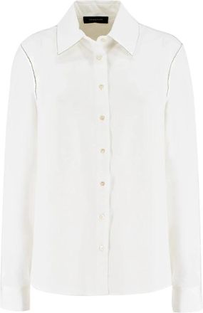 Fabiana Filippi Contemporary Diamond Geborduurde Katoenen Blouse - Dames - Overhemden - Wit - L - Katoen - Overhemden