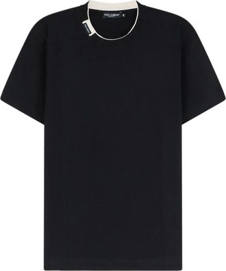 Dolce & Gabbana Katoenen Jersey T-shirt - Heren - T-shirts - Zwart - 2XL - Katoen - Tops